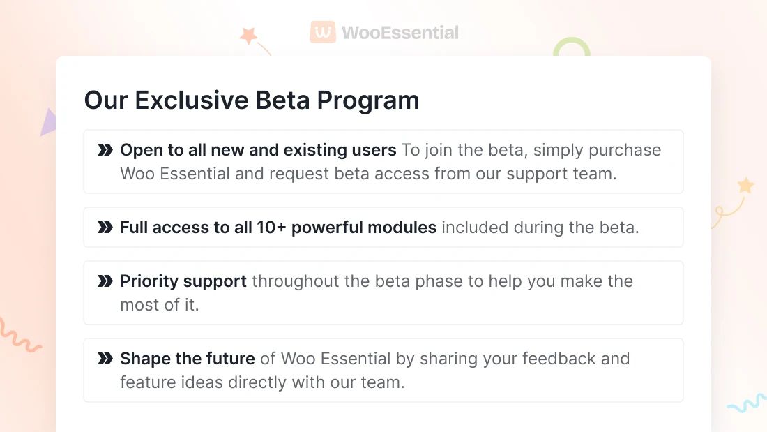 Woo Essential Beta Exclusive Program